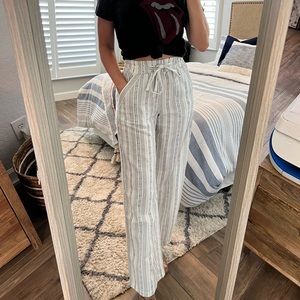 Sienna Sky White and Black Striped Linen Pants